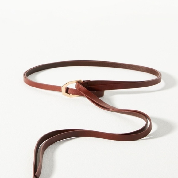 Anthropologie Skinny Leather  Double Wrap Belt Brown Small main image 4